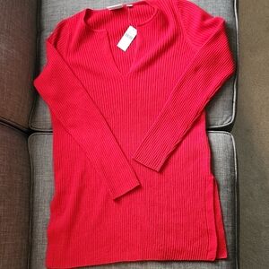 NWT ETT TWA by Anthropologie Red V-Neck Women's Sweater. Size S.